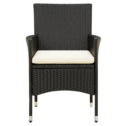 NNEVL 7 Piece Outdoor Dining Set with Cushions Poly Rattan Black